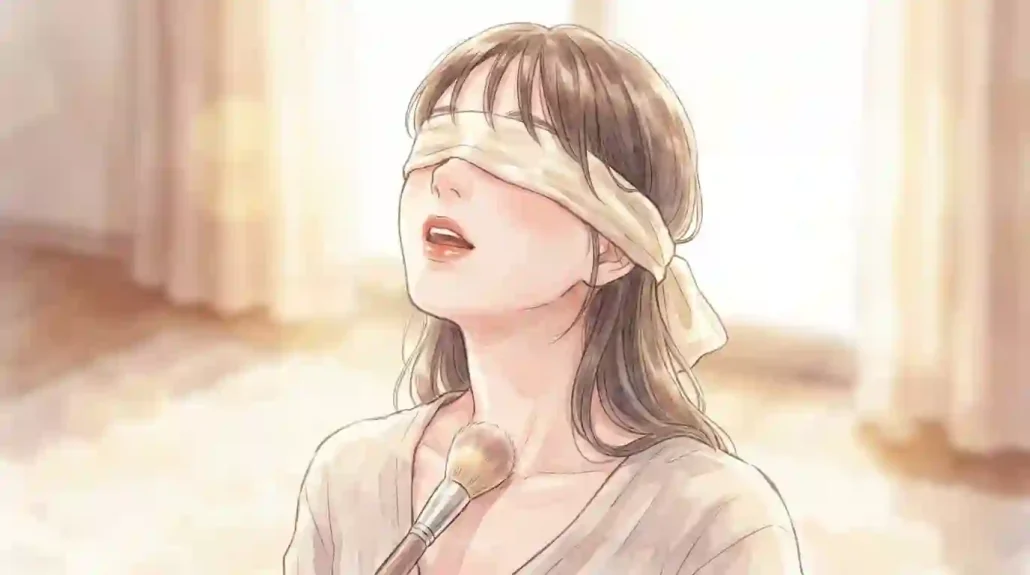 目隠しでの筆プレイ