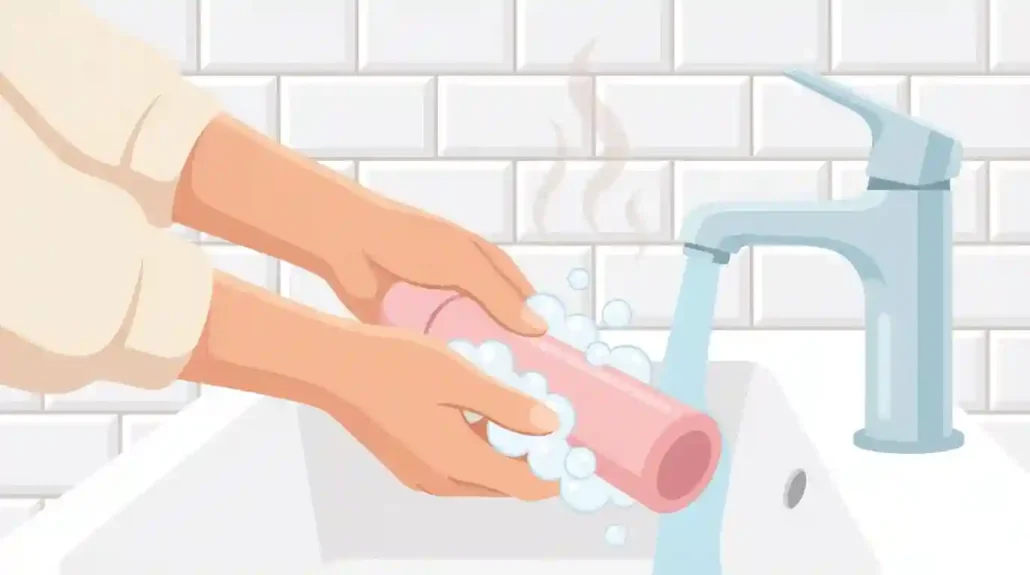 ディルドを優しく水洗いする